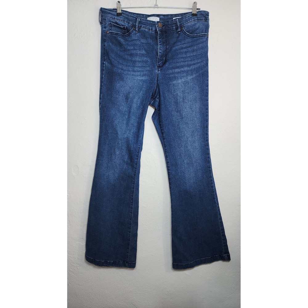 Sofia Jeans Melisa Flare Denim Size 14 Dark Wash Stretch High Rise Boho Chic